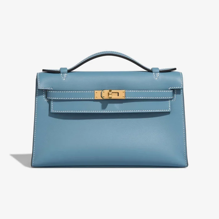 Mirror Quality Hermès Replicas Kelly Pochette Bleu Jean GHW