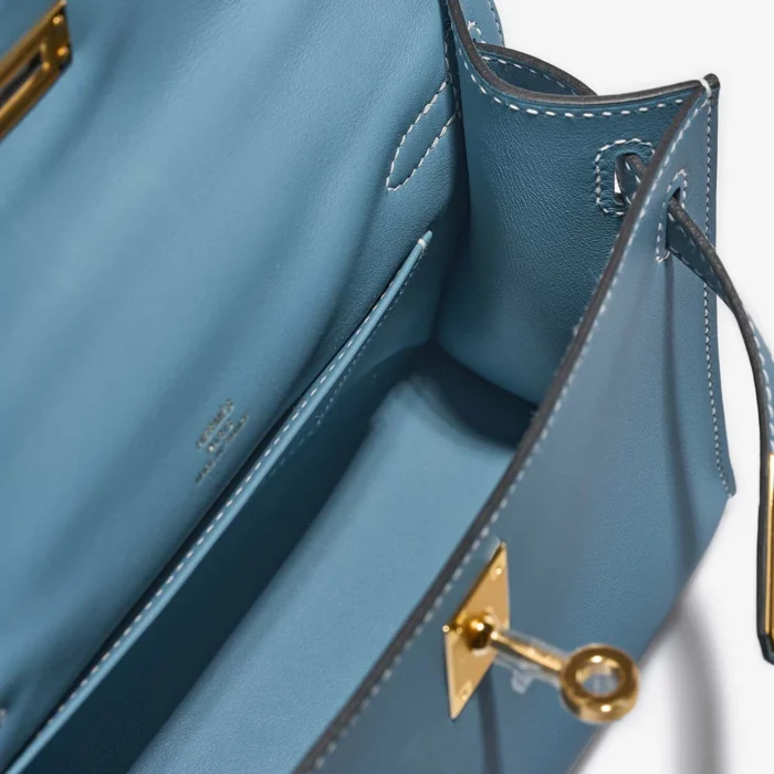 Mirror Quality Hermès Replicas Kelly Pochette Swift Bleu Jean GHW - DLF - Image 5