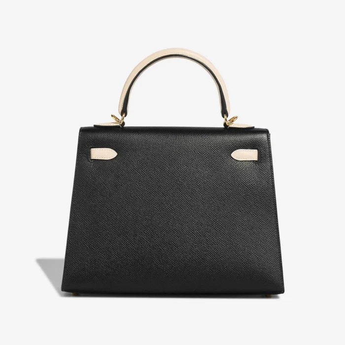 Mirror Quality Hermès Replicas Kelly Sellier 25 Epsom Black/Craie GHW - DLF - Image 2