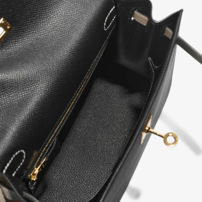 Mirror Quality Hermès Replicas Kelly Sellier 25 Epsom Black/Craie GHW - DLF - Image 5