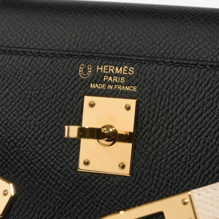 Mirror Quality Hermès Replicas Kelly Sellier 25 Epsom Black/Craie GHW - DLF - Image 6