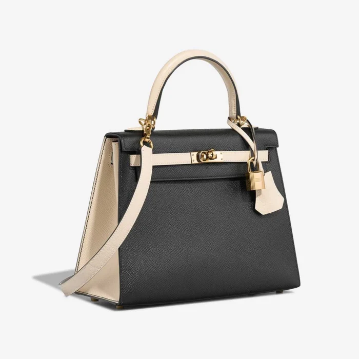 Mirror Quality Hermès Replicas Kelly Sellier 25 Epsom Black/Craie GHW - DLF - Image 4