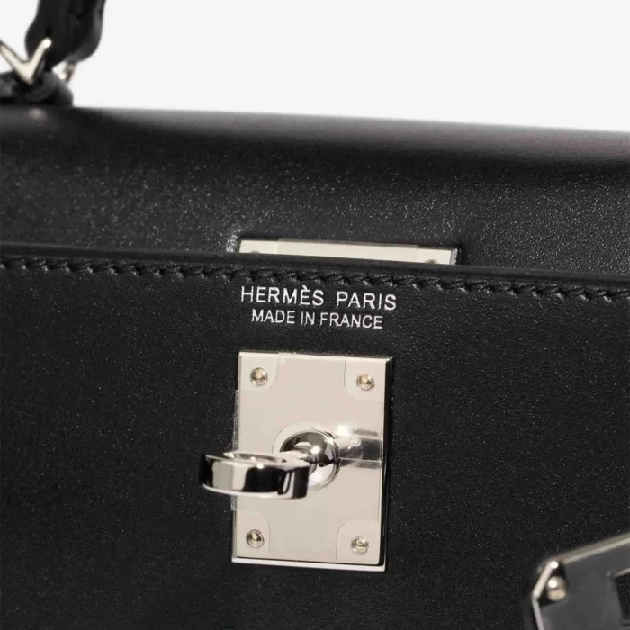 Mirror Quality Hermès Replicas Mini Kelly Cheval De Bois Tadelakt Black PHW - DLF - Image 6