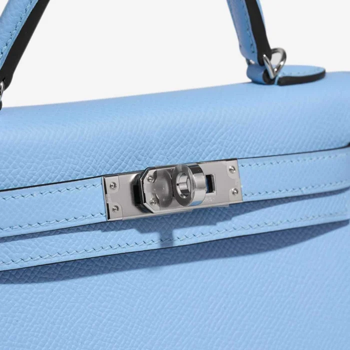 Mirror Quality Hermès Replicas Mini Kelly Epsom Celeste PHW - DLF - Image 7