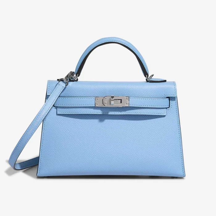 Mirror Quality Hermès Replicas Mini Kelly Epsom Celeste PHW - DLF