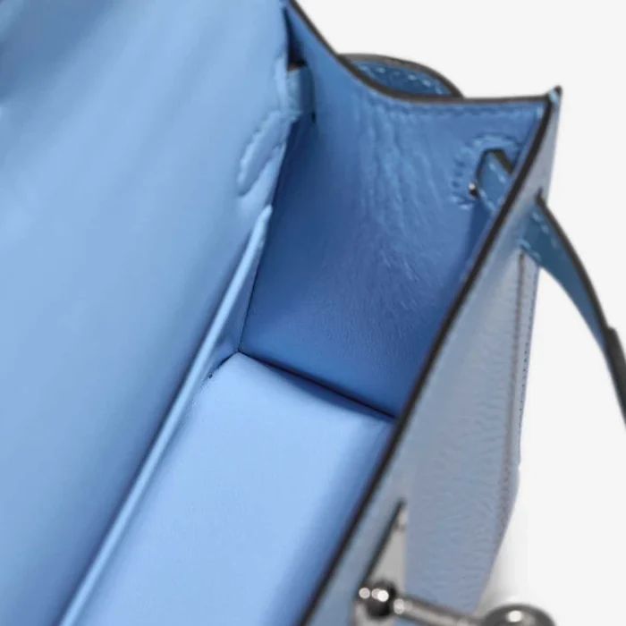 Mirror Quality Hermès Replicas Mini Kelly Epsom Celeste PHW - DLF - Image 5