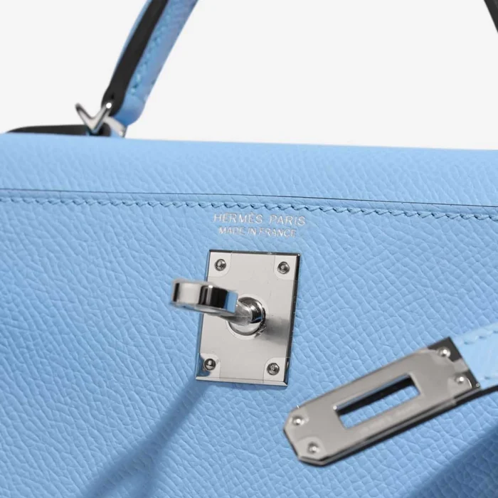 Mirror Quality Hermès Replicas Mini Kelly Epsom Celeste PHW - DLF - Image 6