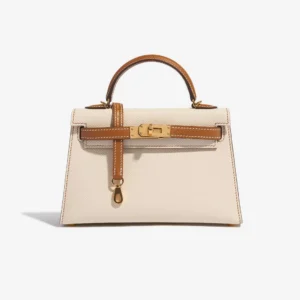 Mirror Quality Hermès Replicas Mini Kelly Epsom Craie/Gold GHW