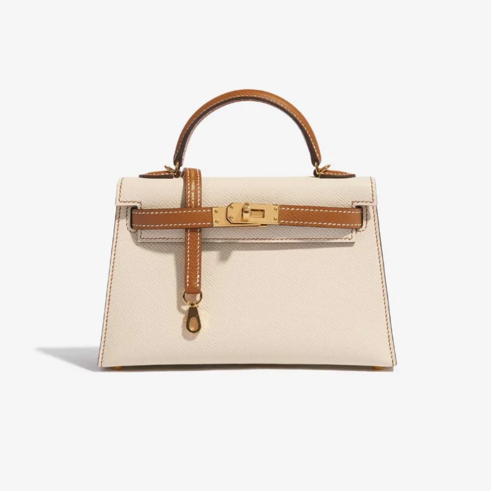 Mirror Quality Hermès Replicas Mini Kelly Epsom Craie/Gold GHW
