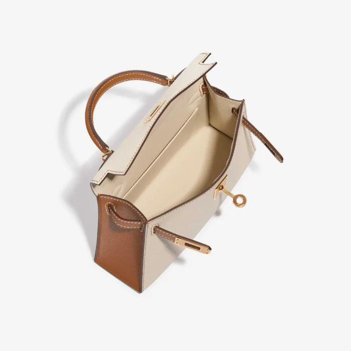 Mirror Quality Hermès Replicas Mini Kelly Epsom Craie/Gold GHW - DLF - Image 5