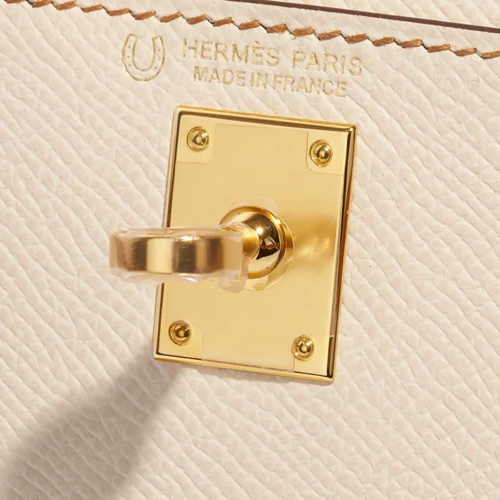 Mirror Quality Hermès Replicas Mini Kelly Epsom Craie/Gold GHW - DLF - Image 6