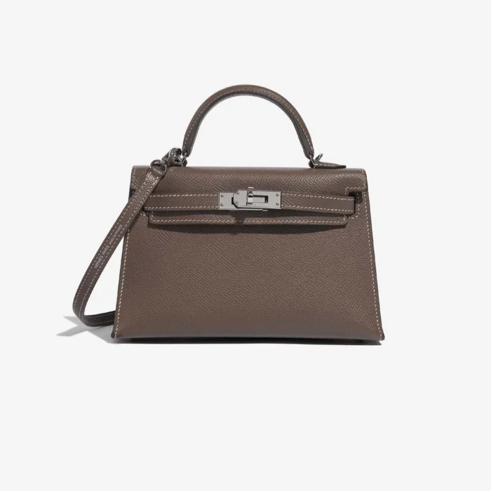 Mirror Quality Hermès Replicas Mini Kelly Epsom Etoupe PHW
