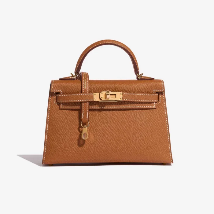 Mirror Quality Hermès Replicas Mini Kelly Epsom Gold GHW