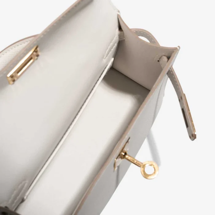 Mirror Quality Hermès Replicas Mini Kelly Epsom Gris Pale GHW - DLF - Image 5