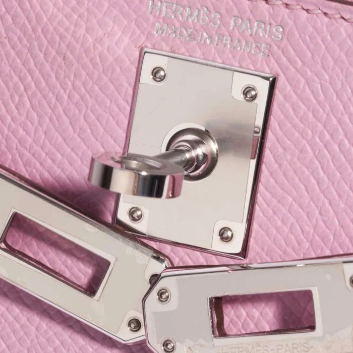 Mirror Quality Hermès Replicas Mini Kelly Epsom Mauve Sylvestre PHW - DLF - Image 6