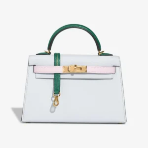 Mirror Quality Hermès Replicas Mini Kelly Epsom Mauve Sylvestre/Bleu Brume/Malachite GHW - DLF