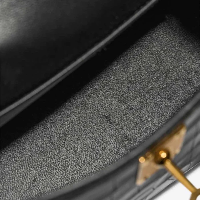 Mirror Quality Hermès Replicas Mini Kelly Matte Alligator Black GHW - DLF - Image 5