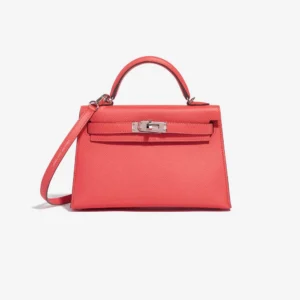 Mirror Quality Hermès Replica Mini Kelly Rose Jaipur/Rouge Vif