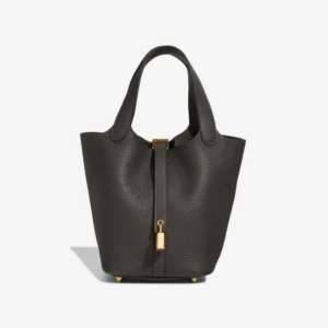 Mirror Quality Hermès Replicas Picotin 18 Clemence Dark Bronze GHW - DLF