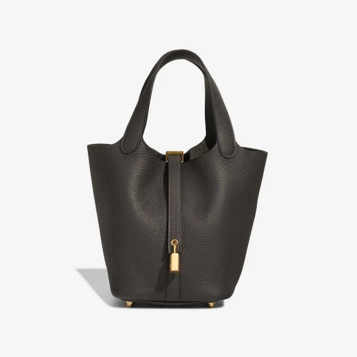 Mirror Quality Hermès Replicas Picotin 18 Clemence Dark Bronze GHW - DLF