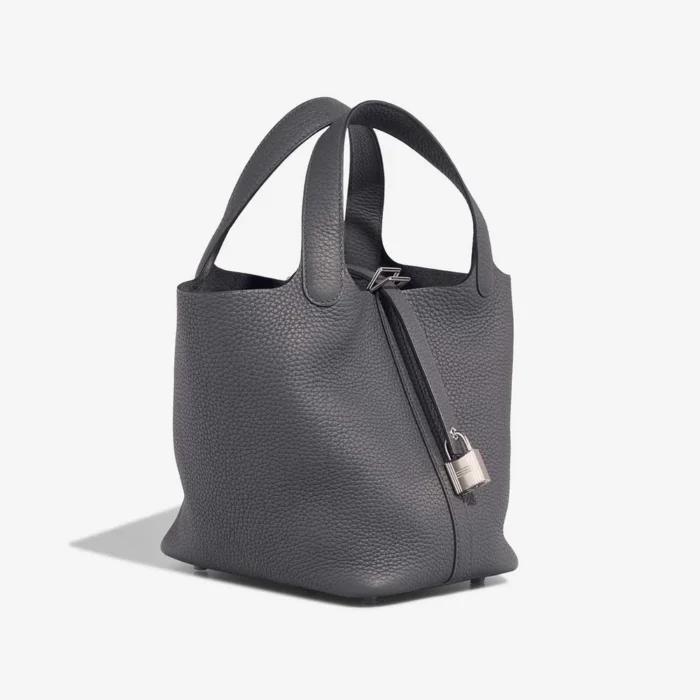 Mirror Quality Hermès Replicas Picotin 18 Clemence Gris Misty PHW - DLF - Image 5