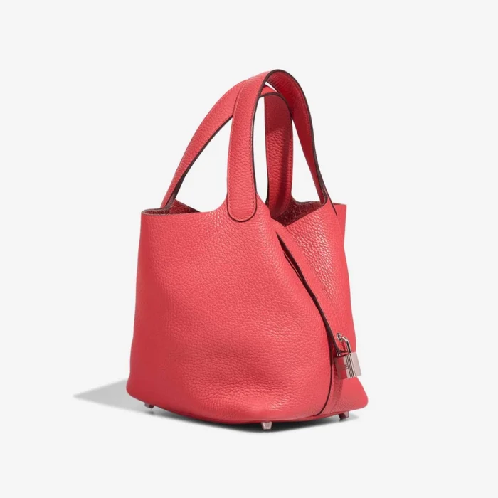 Mirror Quality Hermès Replicas Picotin 18 Clemence Rose Texas PHW - DLF - Image 5