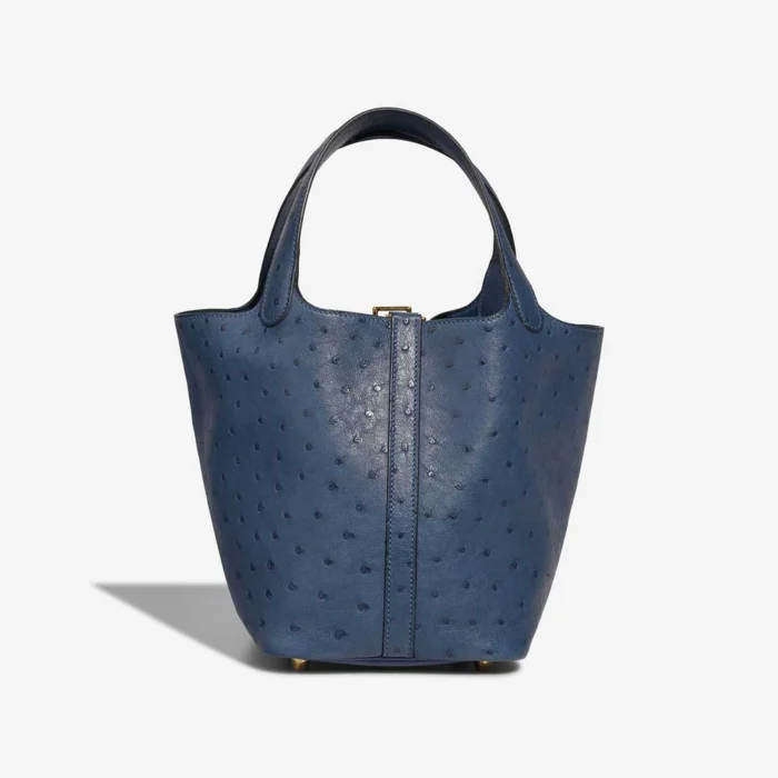 Mirror Quality Hermès Replicas Picotin 18 Ostrich Deep Blue GHW - DLF - Image 3