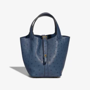 Mirror Quality Hermès Replicas Picotin 18 Ostrich Deep Blue GHW - DLF