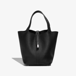 Mirror Quality Hermès Replicas Picotin 22 Clemence Black PHW - DLF