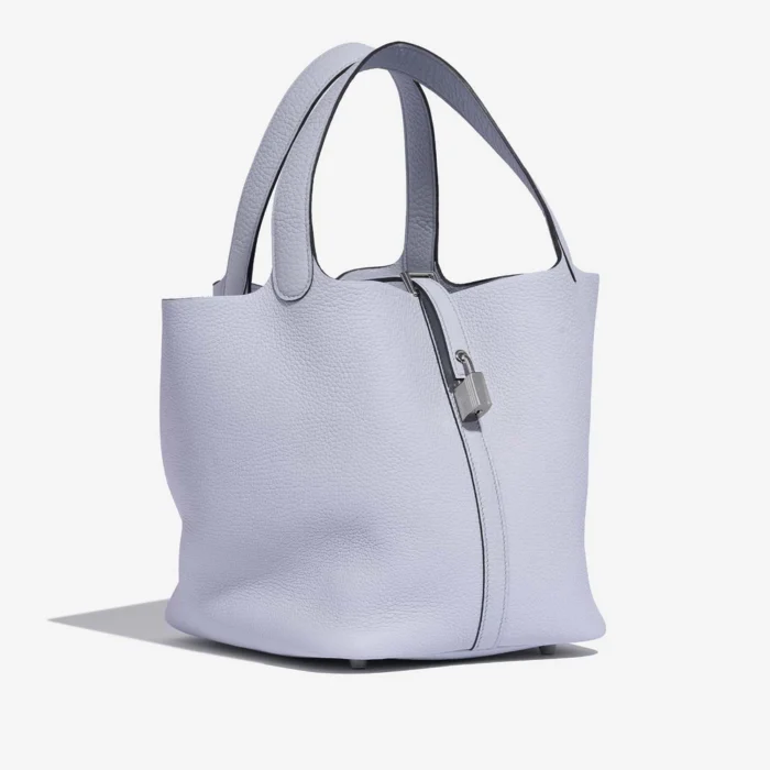 Mirror Quality Hermès Replicas Picotin 22 Taurillon Clemence Blue Pale PHW - DLF - Image 5