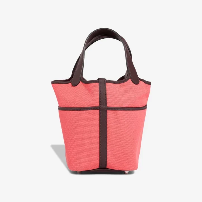 Mirror Quality Hermès Replicas Picotin Cargo 18 Toile Goeland/Swift Rose Texas/Rouge Sellier PHW - DLF - Image 3