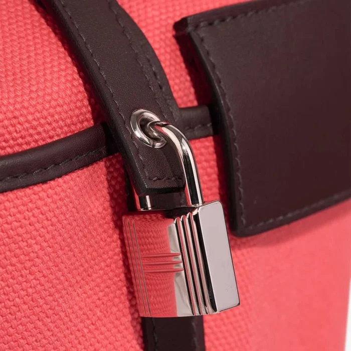 Mirror Quality Hermès Replicas Picotin Cargo 18 Toile Goeland/Swift Rose Texas/Rouge Sellier PHW - DLF - Image 6