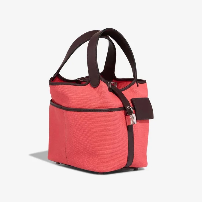 Mirror Quality Hermès Replicas Picotin Cargo 18 Toile Goeland/Swift Rose Texas/Rouge Sellier PHW - DLF - Image 5
