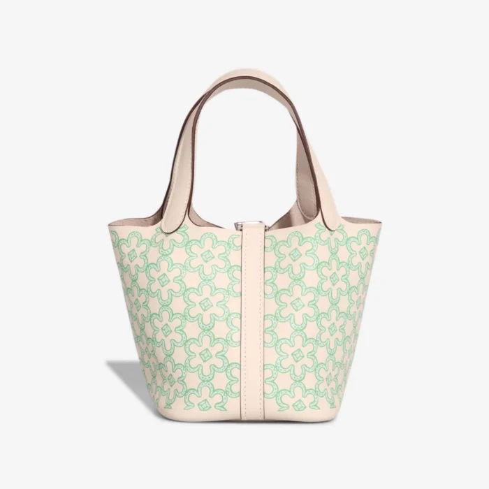 Mirror Quality Hermès Replicas Picotin Micro Lucky Daisy Swift Nata/Vert/White PHW - DLF - Image 3