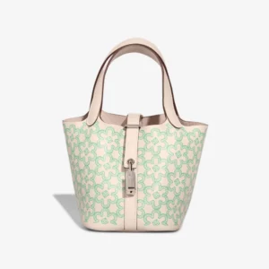 Mirror Quality Hermès Replicas Picotin Micro Lucky Daisy Swift Nata/Vert/White PHW - DLF