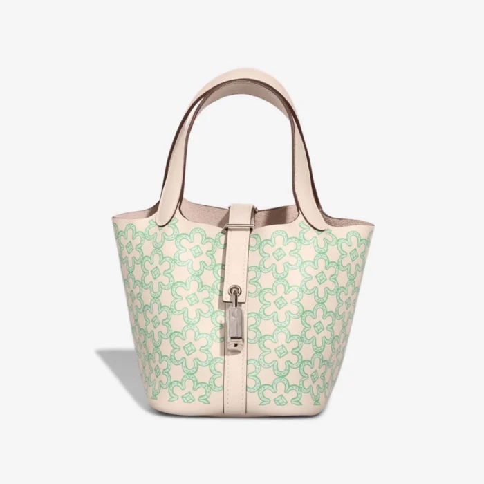 Mirror Quality Hermès Replicas Picotin Micro Lucky Daisy Swift Nata/Vert/White PHW - DLF