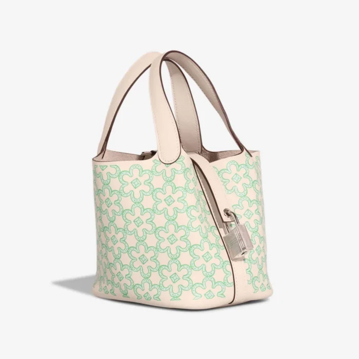 Mirror Quality Hermès Replicas Picotin Micro Lucky Daisy Swift Nata/Vert/White PHW - DLF - Image 5