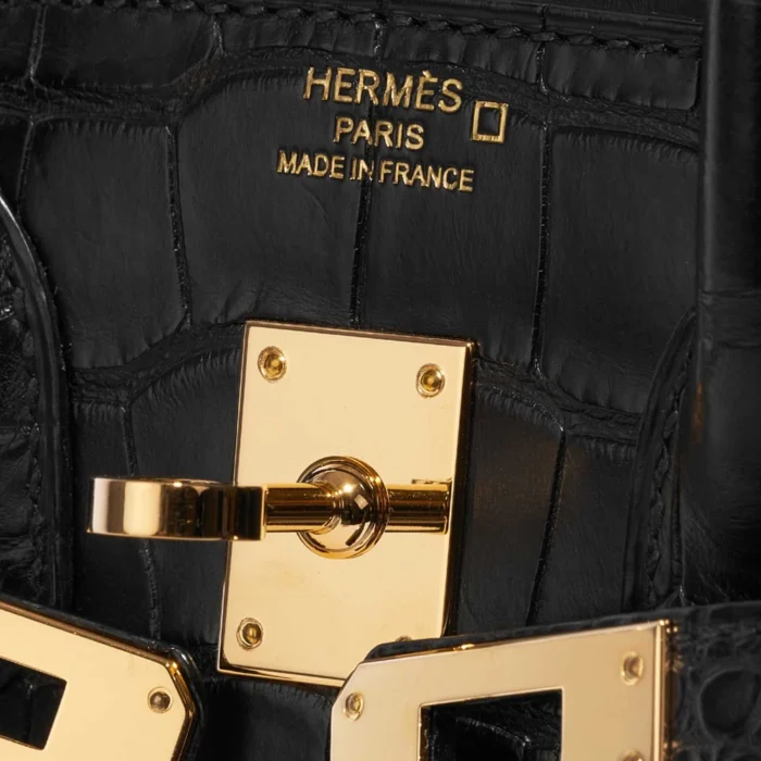 Premium Hermès Replica Birkin 25 Matte Alligator Black GHW - Direct Luxury Fashion - Image 6