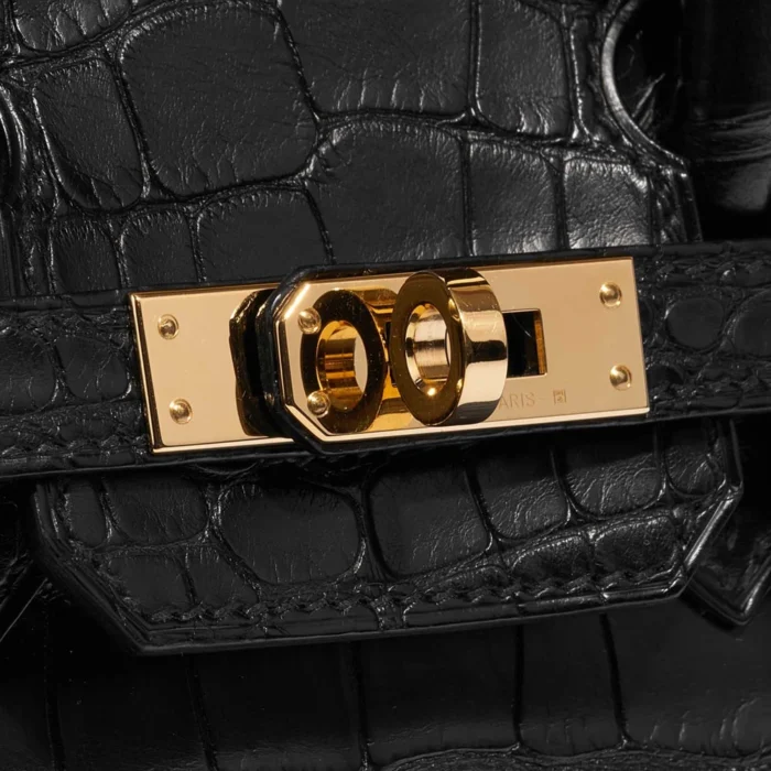 Premium Hermès Replica Birkin 25 Matte Alligator Black GHW - Direct Luxury Fashion - Image 7