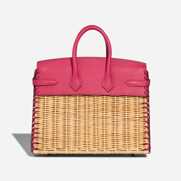 Premium Hermès Replica Birkin 25 Picnic Osier/Swift Naturel/Framboise PHW - Direct Luxury Fashion - Image 2