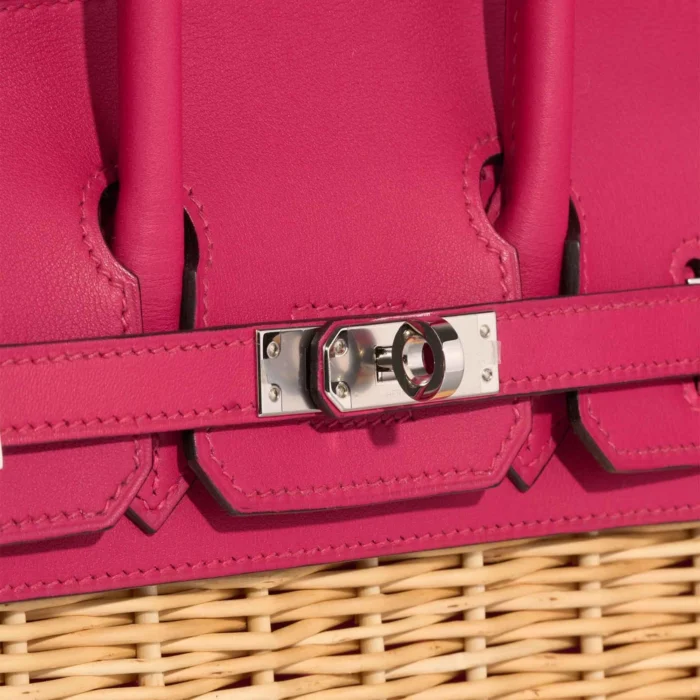 Premium Hermès Replica Birkin 25 Picnic Osier/Swift Naturel/Framboise PHW - Direct Luxury Fashion - Image 7
