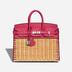 Premium Hermès Replica Birkin 25 Picnic Osier/Swift Naturel/Framboise PHW - Direct Luxury Fashion