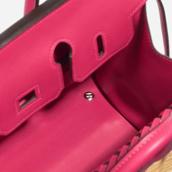Premium Hermès Replica Birkin 25 Picnic Osier/Swift Naturel/Framboise PHW - Direct Luxury Fashion - Image 5