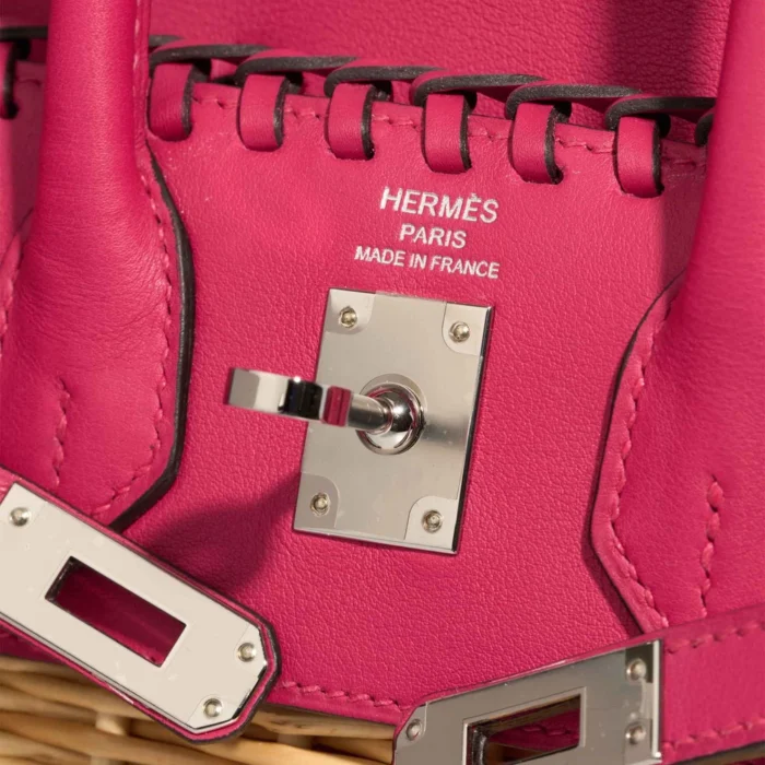 Premium Hermès Replica Birkin 25 Picnic Osier/Swift Naturel/Framboise PHW - Direct Luxury Fashion - Image 6