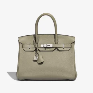 Premium Hermès Replica Birkin 30 Clemence Sauge PHW - Direct Luxury Fashion