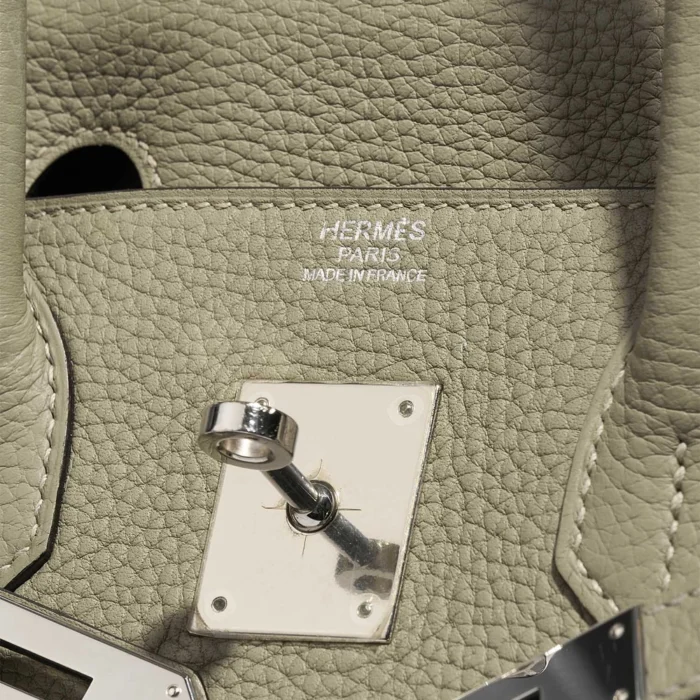 Premium Hermès Replica Birkin 30 Clemence Sauge PHW - Direct Luxury Fashion - Image 6