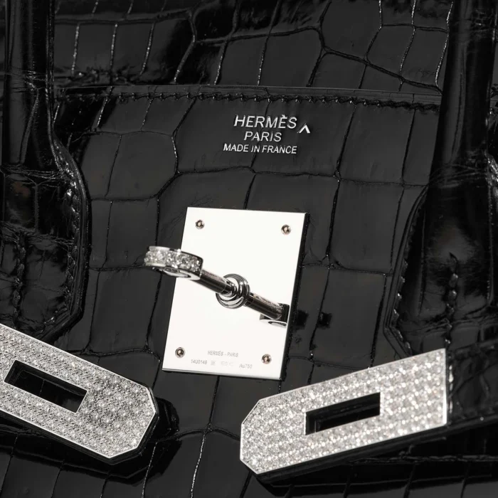 Premium Hermès Replica Birkin 30 Porosus Crocodile Black WGDHW - Direct Luxury Fashion - Image 6