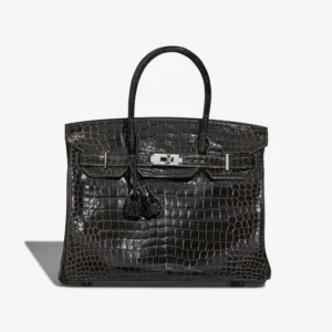 Premium Hermès Replica Birkin 30 Porosus Crocodile Graphite PHW - Direct Luxury Fashion