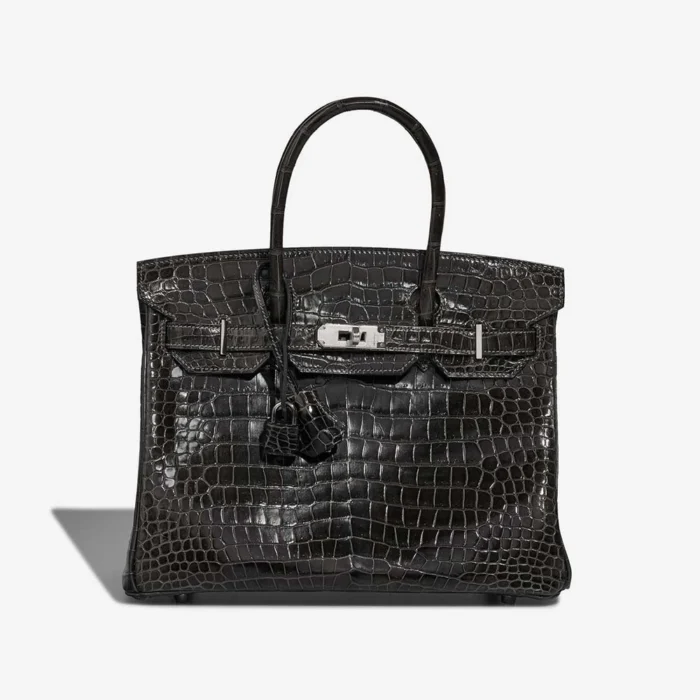Premium Hermès Replica Birkin 30 Porosus Crocodile Graphite PHW - Direct Luxury Fashion