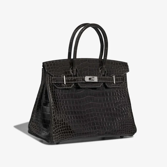 Premium Hermès Replica Birkin 30 Porosus Crocodile Graphite PHW - Direct Luxury Fashion - Image 4